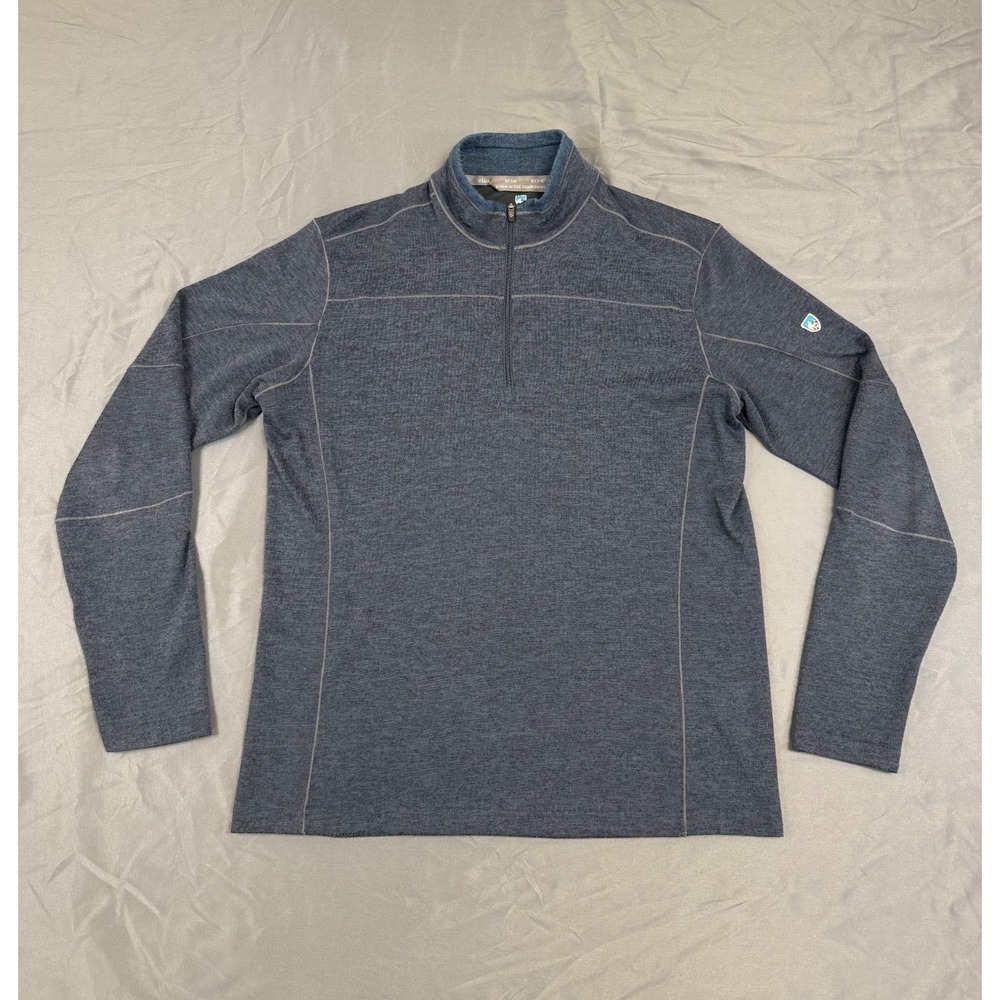 KUHL 1/4 Zip Pullover Mens L Navy Blue Fleece Jacket Gorpcore‎ Hiking Outdoor